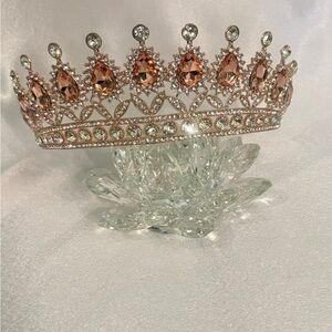 Elegant Rose Gold Tiara with Crystal Accents